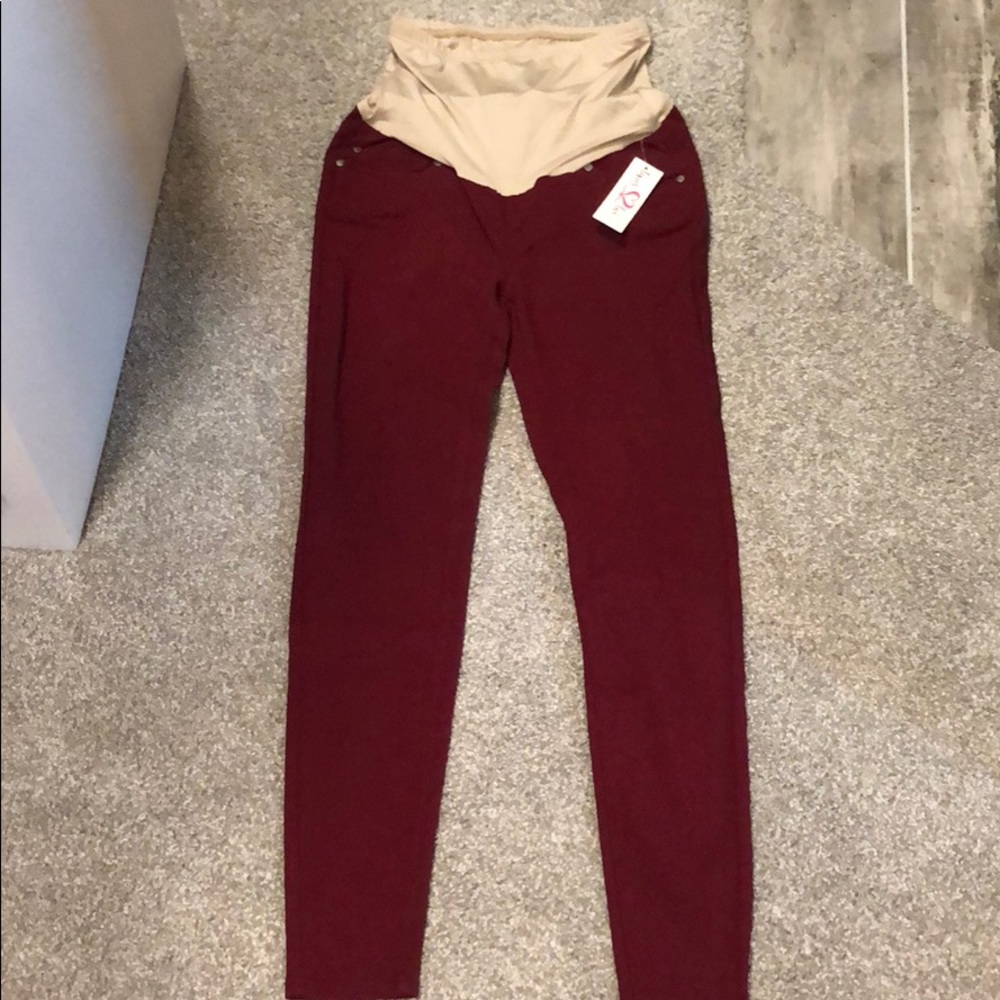 NWT Times Two Burgundy Maternity Jeans